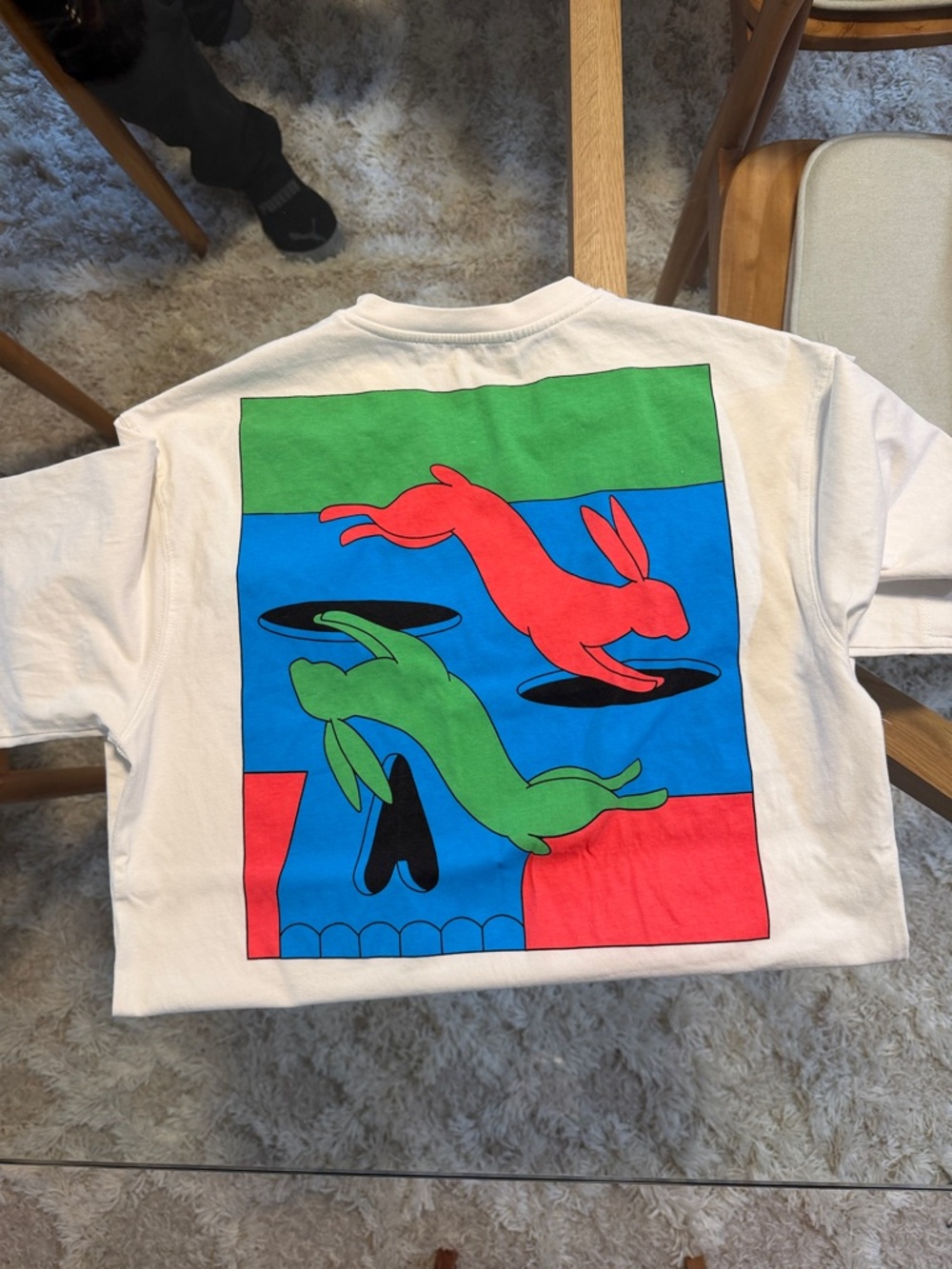 Zara Cream Short-Sleeve Colorful Bunny Graphic